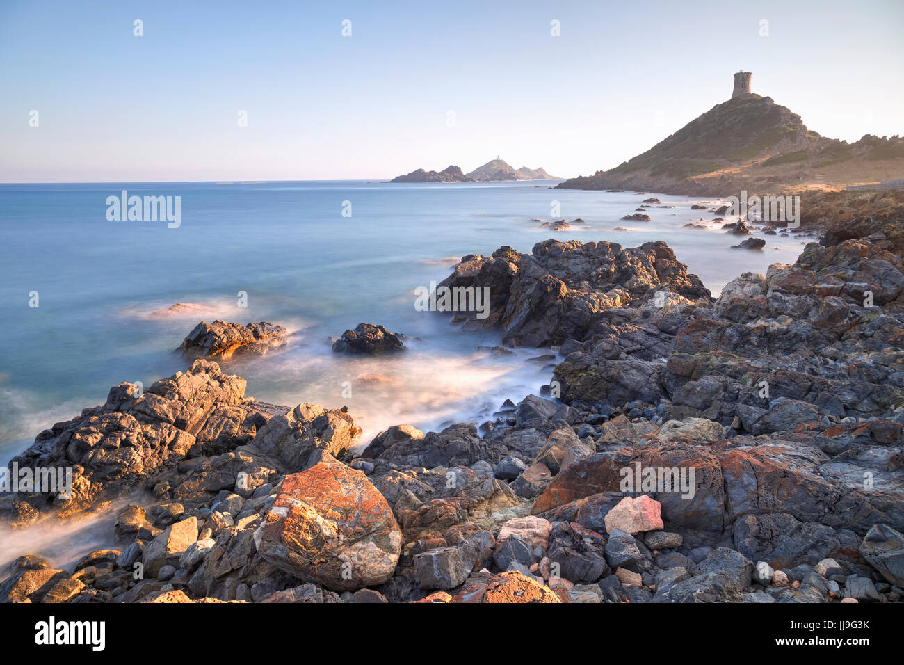 Pointe de la Parata, Iles Sanguinaires, Ajaccio, Corsica, Francia Foto Stock