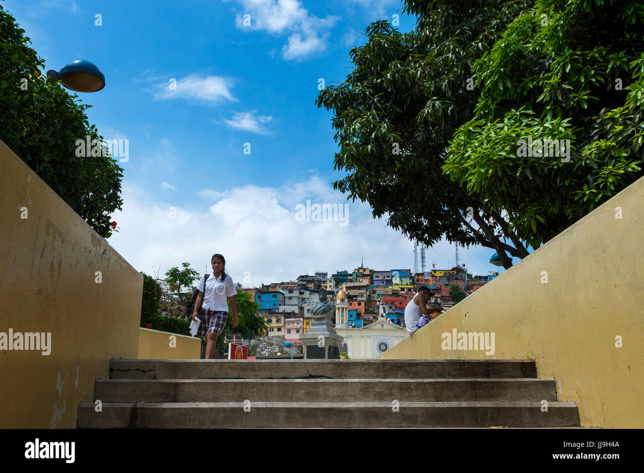 Guayaquil, Ecuador - 21 Gennaio 2014: vista della collina di Santa Ana (Cerro Santa Ana) nella città di Guayaquil in Ecuador, Sud America Foto Stock