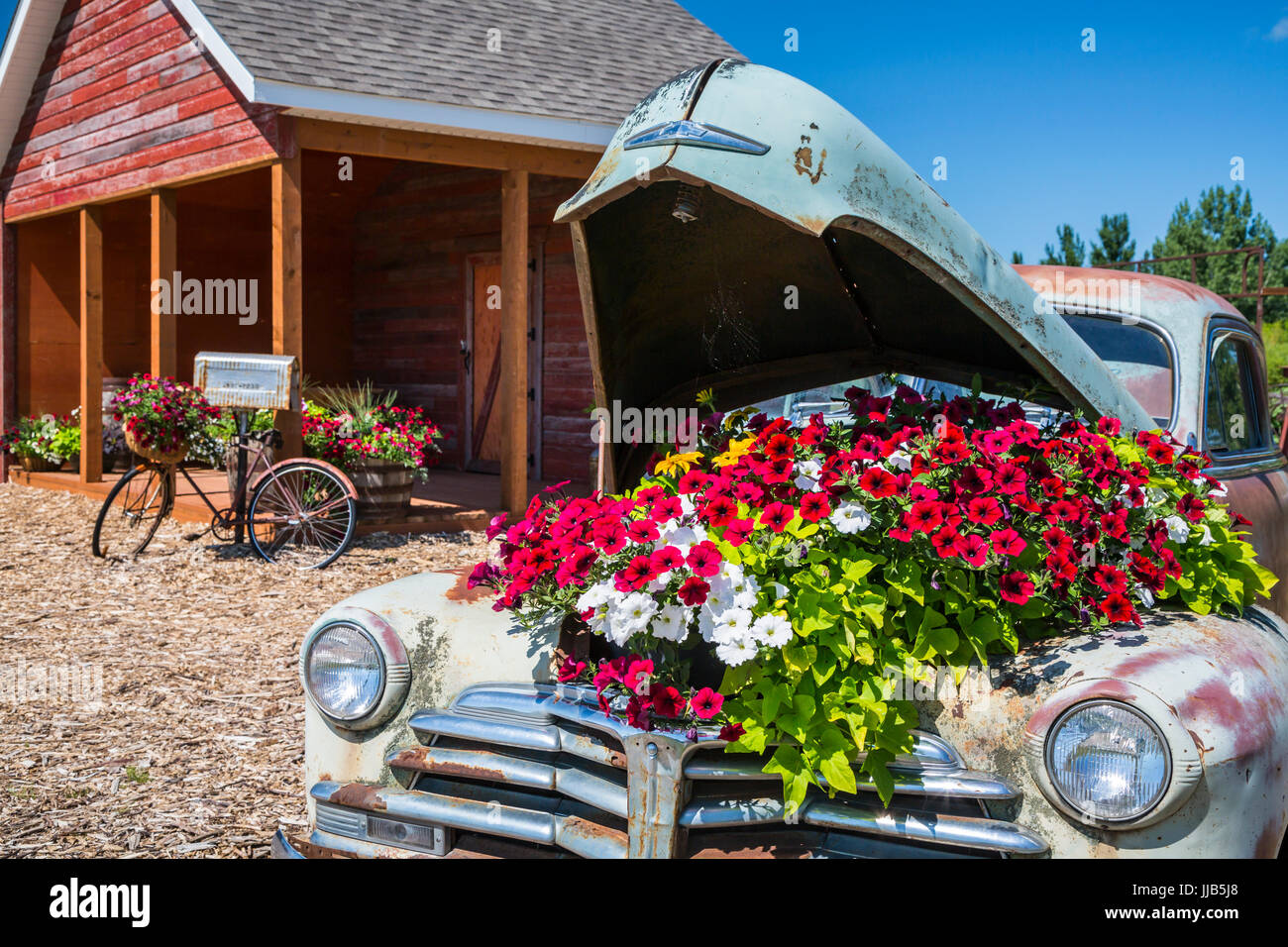 Il Parkside Pioneer Patch presentano storico a Winkler, Manitoba, Canada. Foto Stock