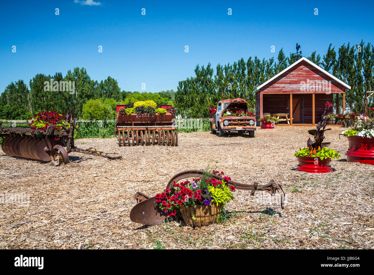 Il Parkside Pioneer Patch presentano storico a Winkler, Manitoba, Canada. Foto Stock