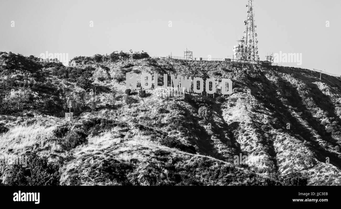 Celebre Hollywood Sign in Los Angeles - LOS ANGELES - California - Aprile 20, 2017 Foto Stock