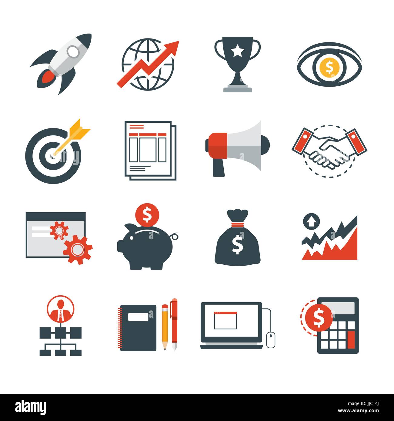 Startup business icona design piatto Illustrazione Vettoriale