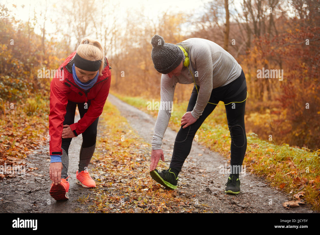 Immagine di due adulti maturi esercizio Foto Stock