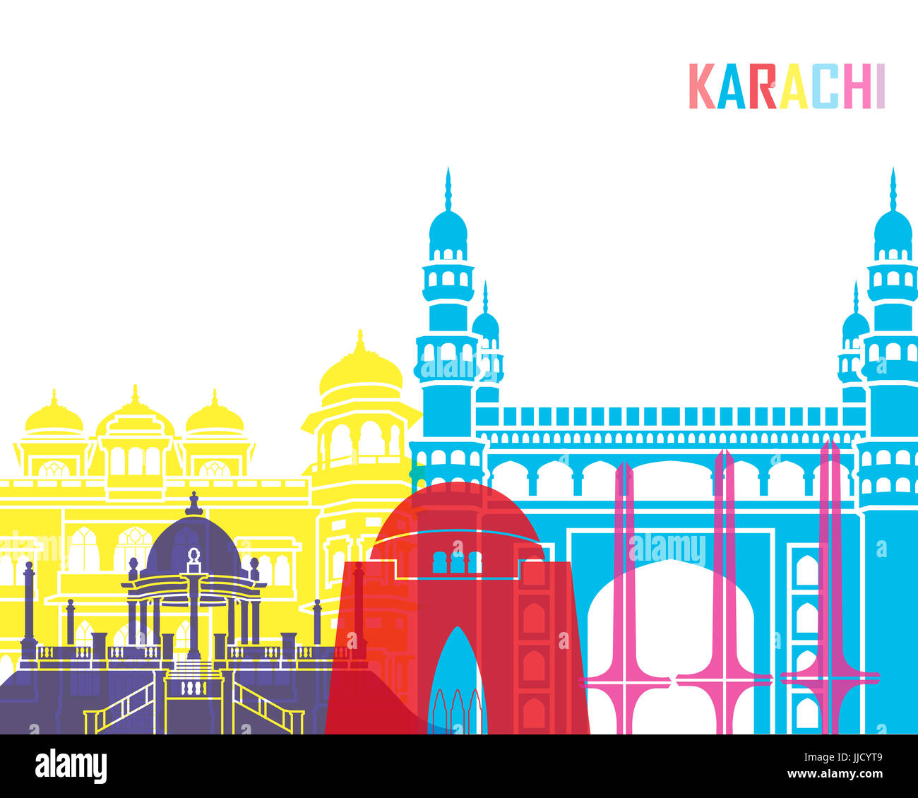 Lo skyline di Karachi pop in modificabile file vettoriali Foto Stock