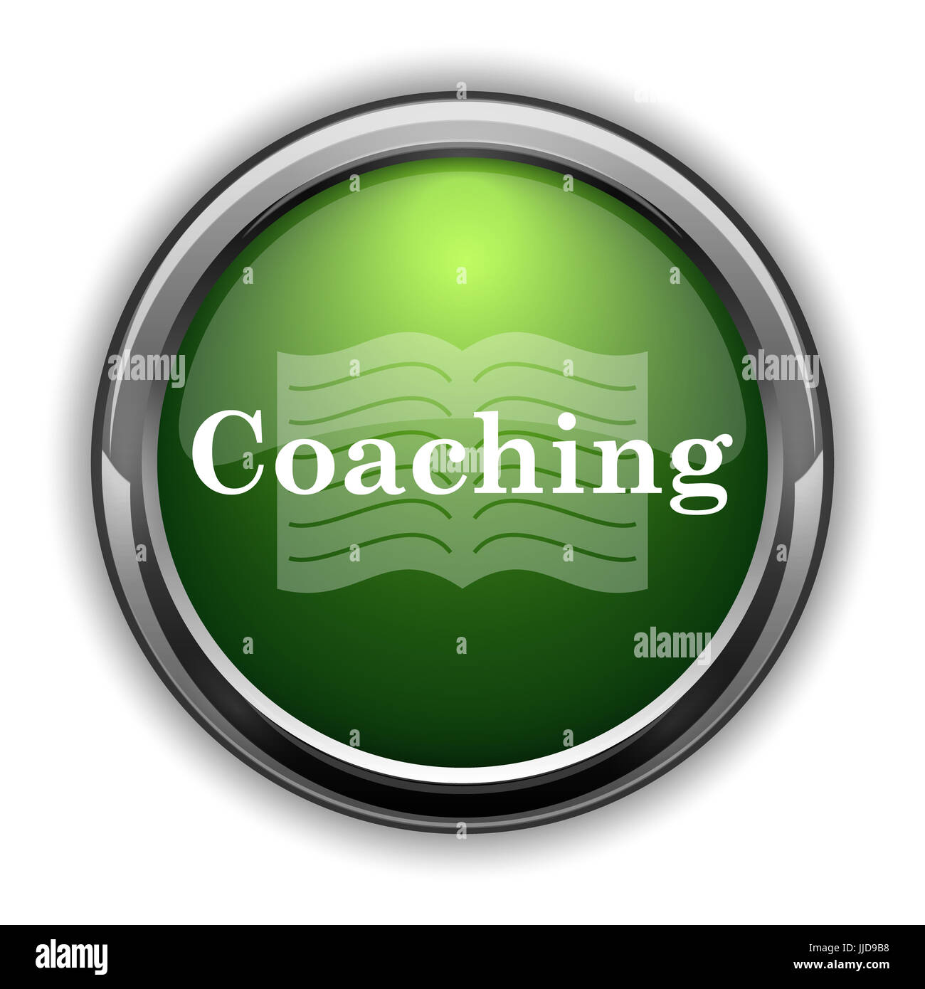 Icona di coaching. Sito web di coaching pulsante su sfondo bianco Foto Stock