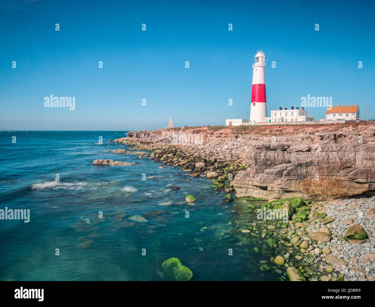Il faro di Portland Bill, Dorset, Inghilterra, Regno Unito. Lunga esposizione. Foto Stock