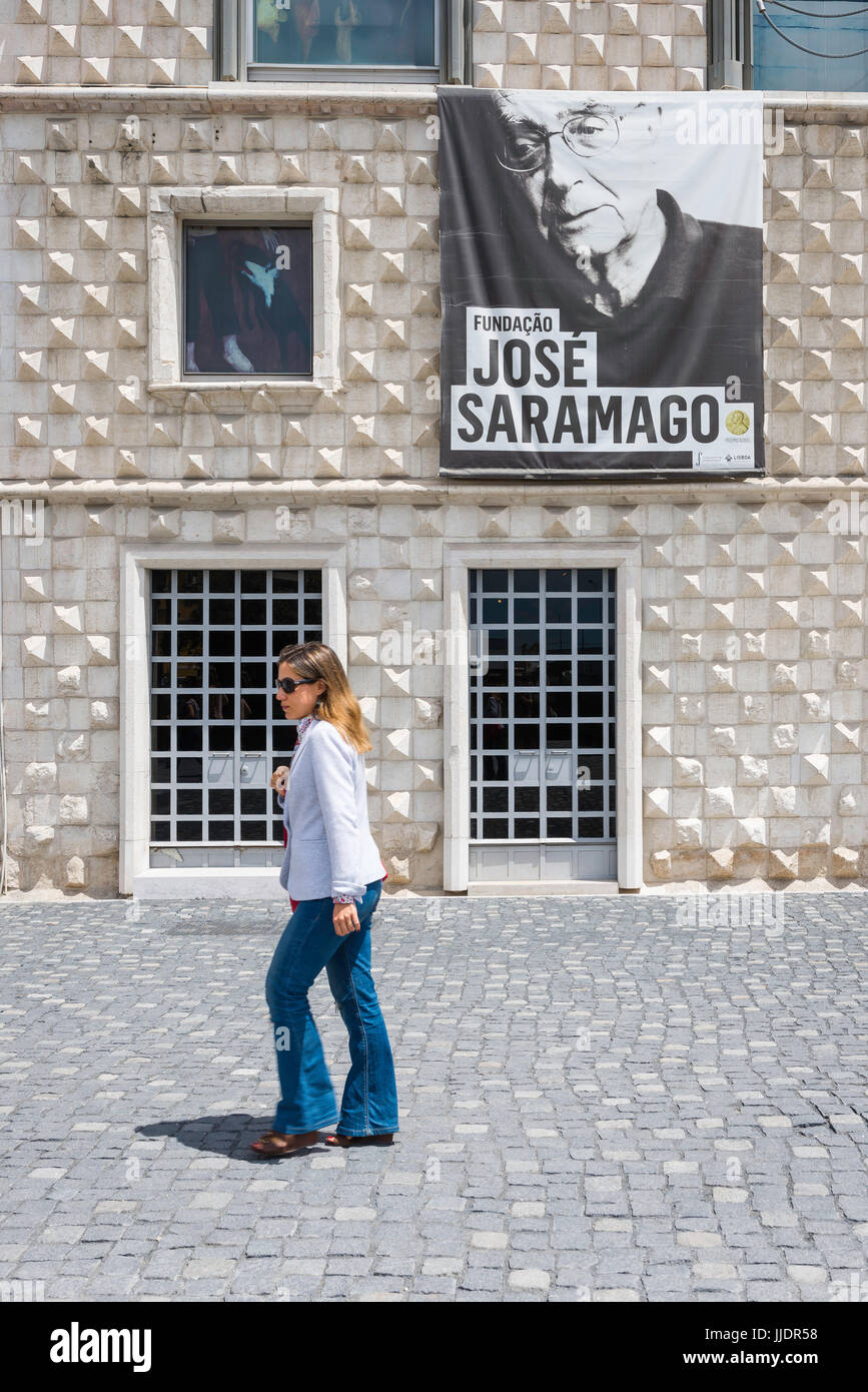 Casa dos Bicos Lisbona, vista della Casa dei punti del 16th secolo (Casa dos Bicos), ora un museo dedicato al romanziere portoghese Jose Saramago, Lisbona Foto Stock