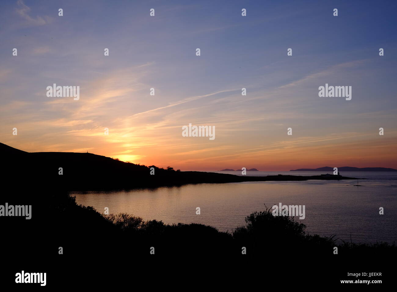 Un bellissimo tramonto sull' isola Valentia, nella contea di Kerry, Irlanda Foto Stock