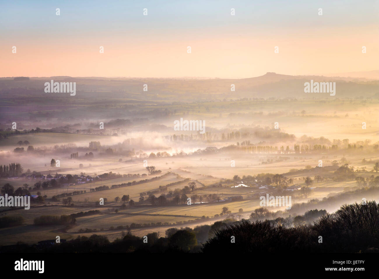 Nebbia di mattina - Otley Chevin Foto Stock