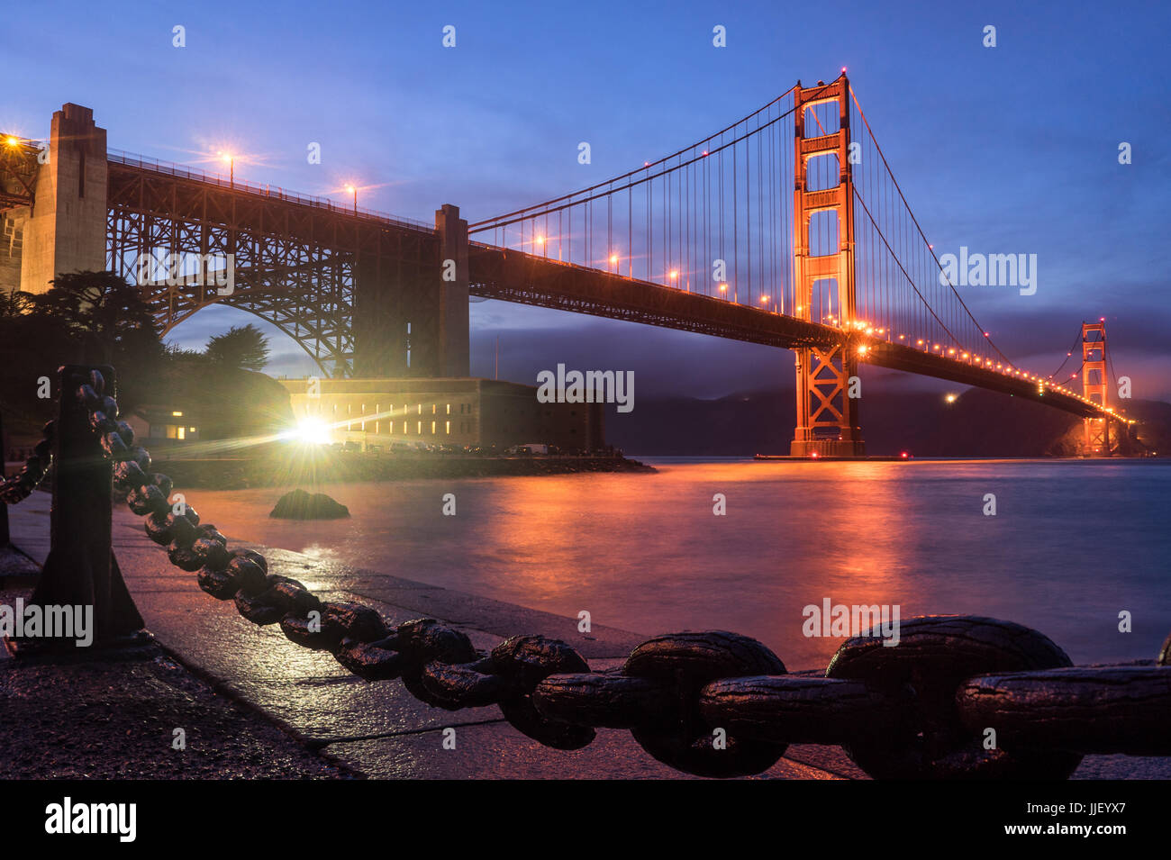 Golden Gate Bridge al tramonto, San Francisco, California, America, STATI UNITI D'AMERICA Foto Stock