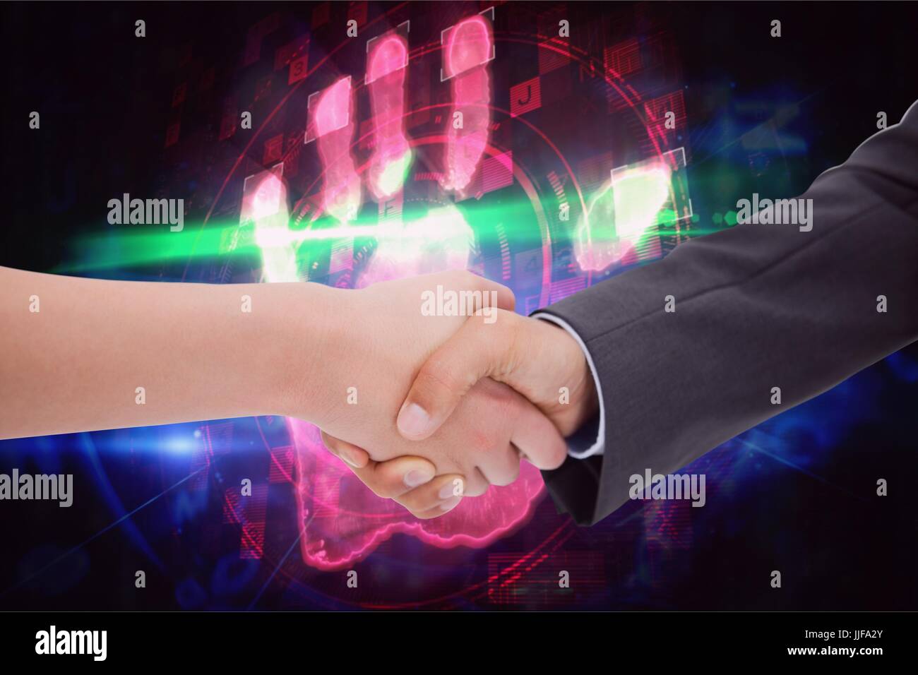 Composito Digitale di tecnologia di handshake Foto Stock