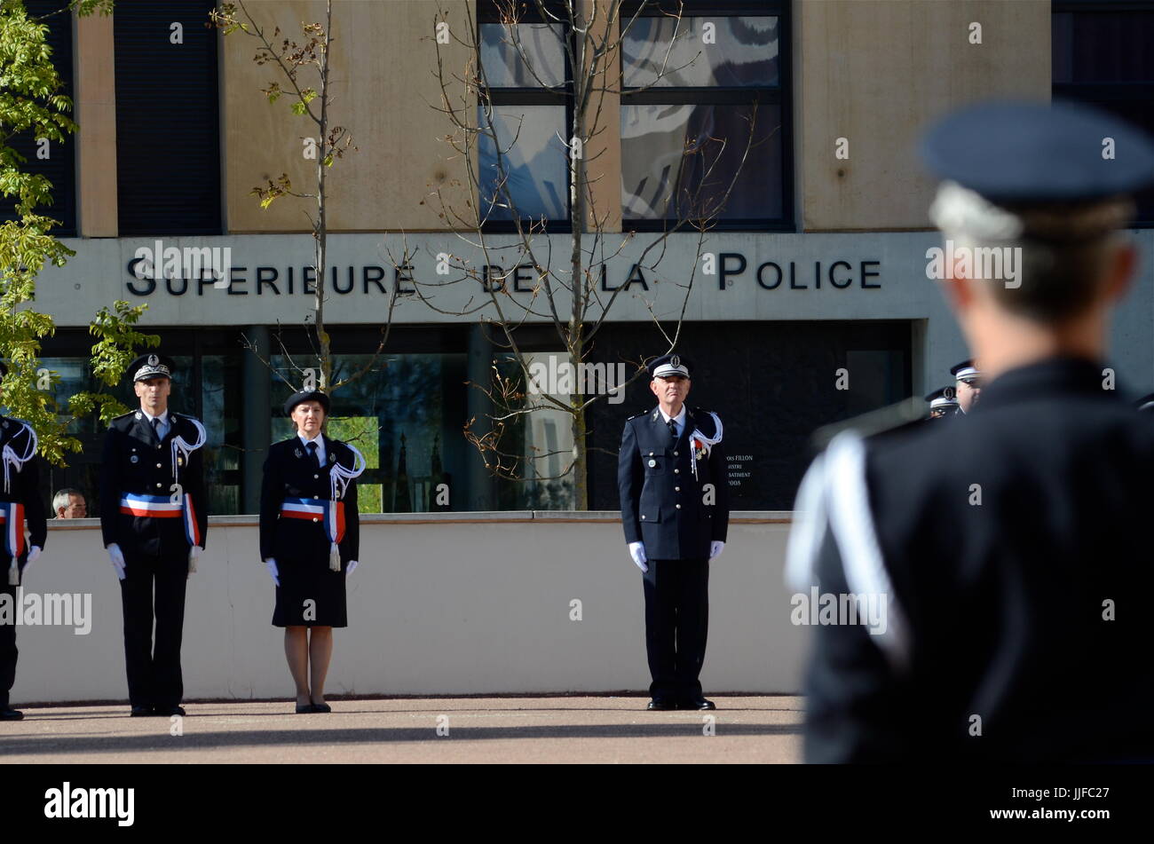 Una cerimonia al francese della polizia nazionale di scuola superiore, a Saint-Cyr au Mont d'Or, Francia Foto Stock