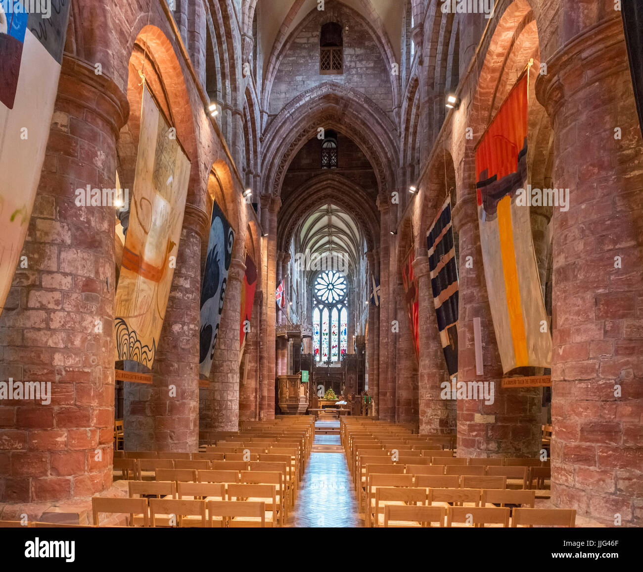 Interno della St Magnus Cathedral, Kirkwall, Continentale, Orkney, Scotland, Regno Unito Foto Stock