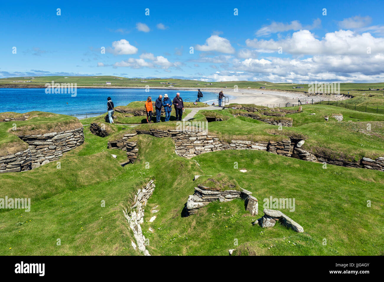 Insediamento neolitico di Skara Brae, Continentale, Orkney, Scotland, Regno Unito Foto Stock