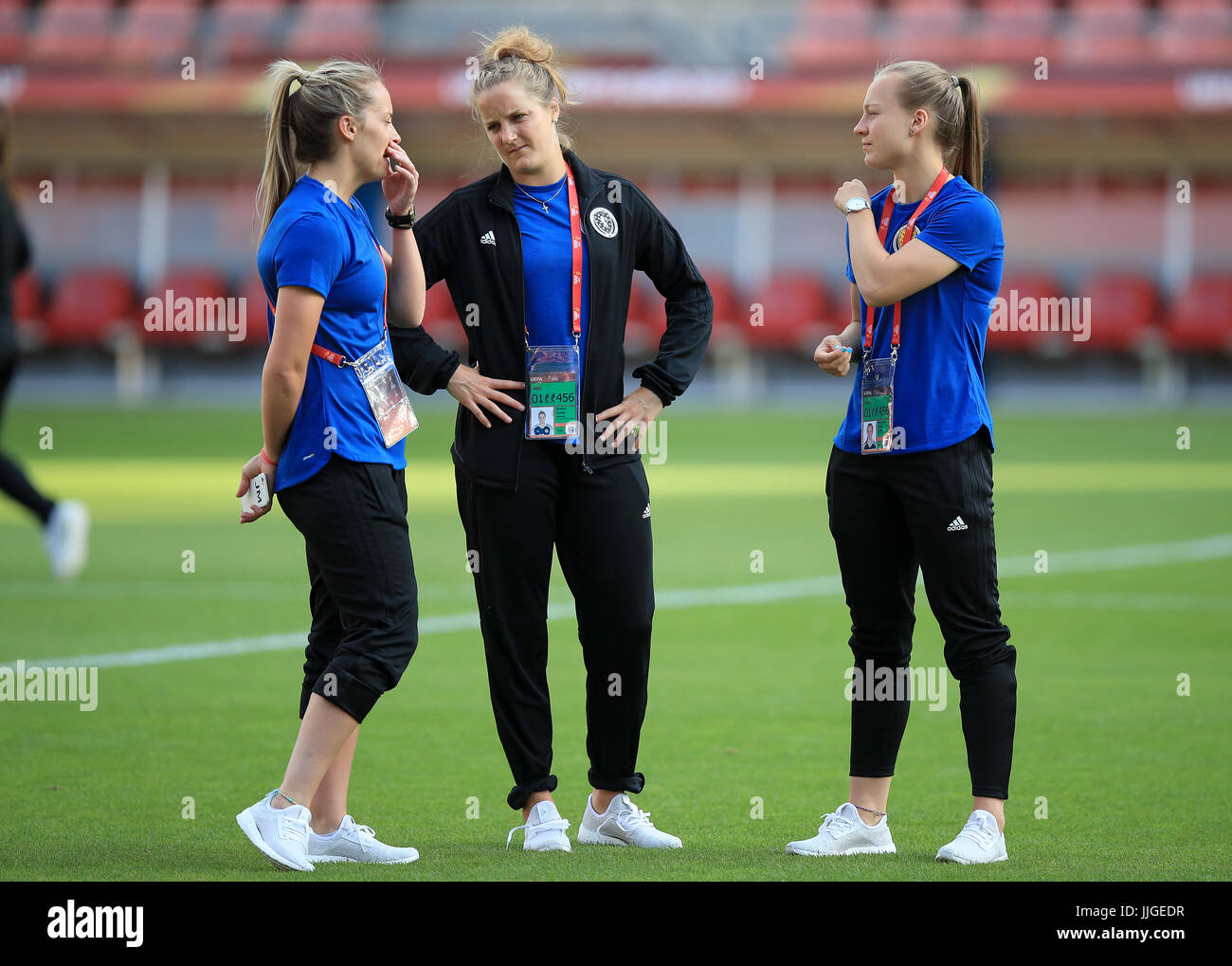 Sophie Howard in Scozia (centro) prima della partita UEFA Women's Euro 2017, Group D allo Stadion Galgenwaard di Utrecht. PREMERE ASSOCIAZIONE foto. Data foto: Mercoledì 19 luglio 2017. Vedi la storia della Pennsylvania Soccer Inghilterra Women. Il credito fotografico dovrebbe essere: Mike Egerton/PA Wire. RESTRIZIONI: Solo per uso editoriale, non uso commerciale senza previa autorizzazione. Foto Stock