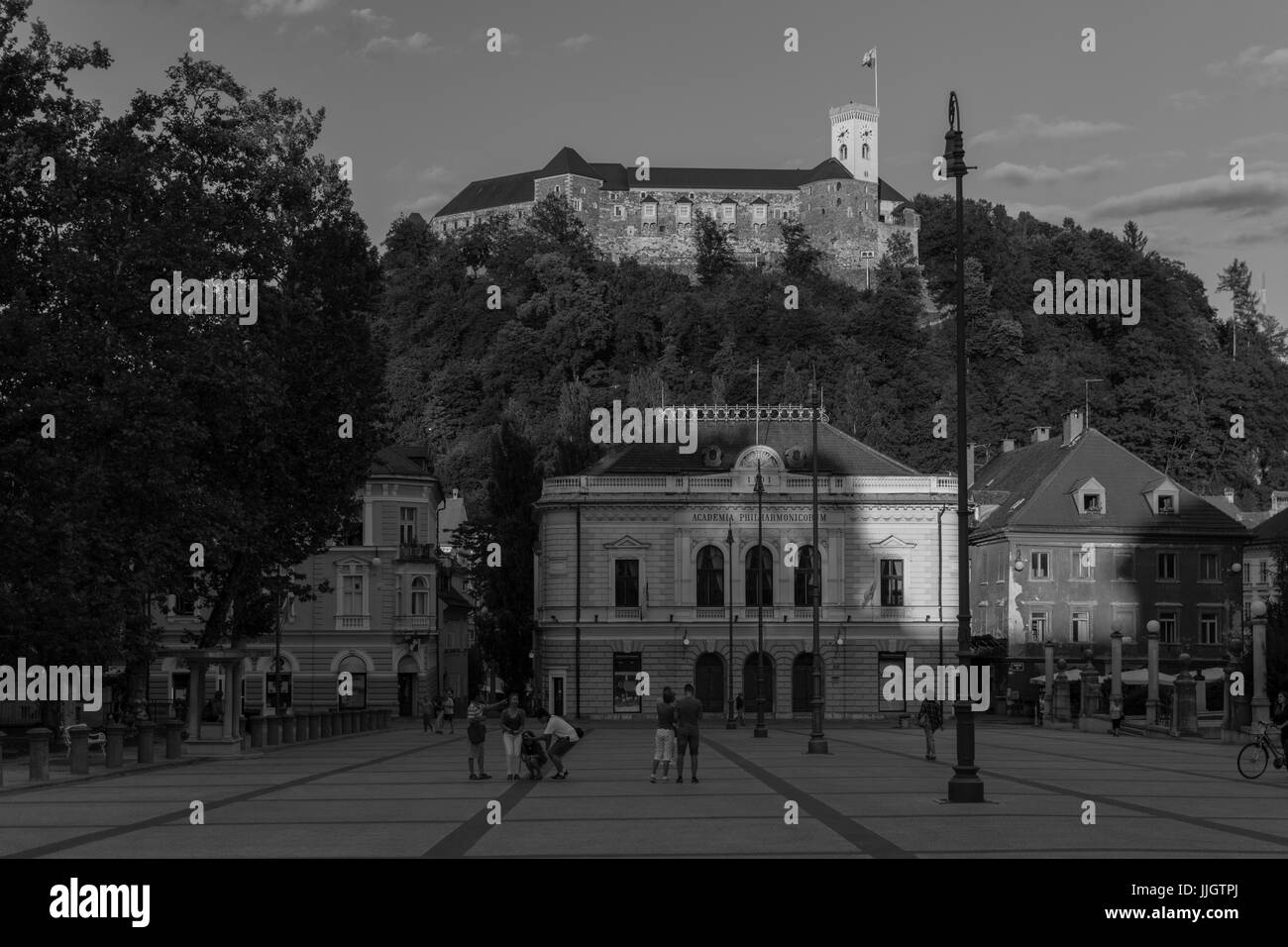 Nel tardo pomeriggio a Ljubljana, Slovenia; Luglio 2017 Foto Stock