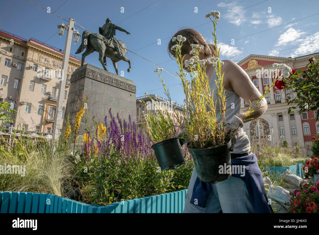 Composizione del paesaggio " Il tempo di erbe' sulla Tverskaya Piazza durante il 'Mosca Estate, fiore Jam' festival nel centro di Mosca, Russia Foto Stock