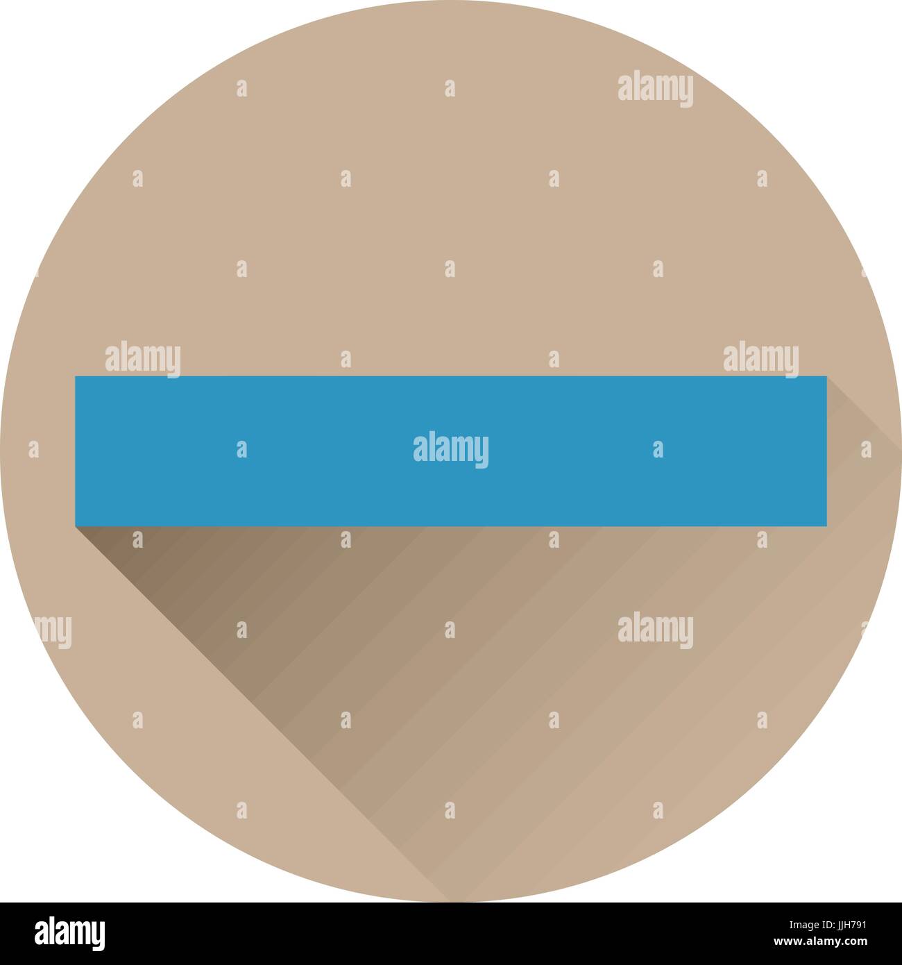 Blue icona meno in stile appartamento con lunga ombra, isolato Illustrazione Vettoriale