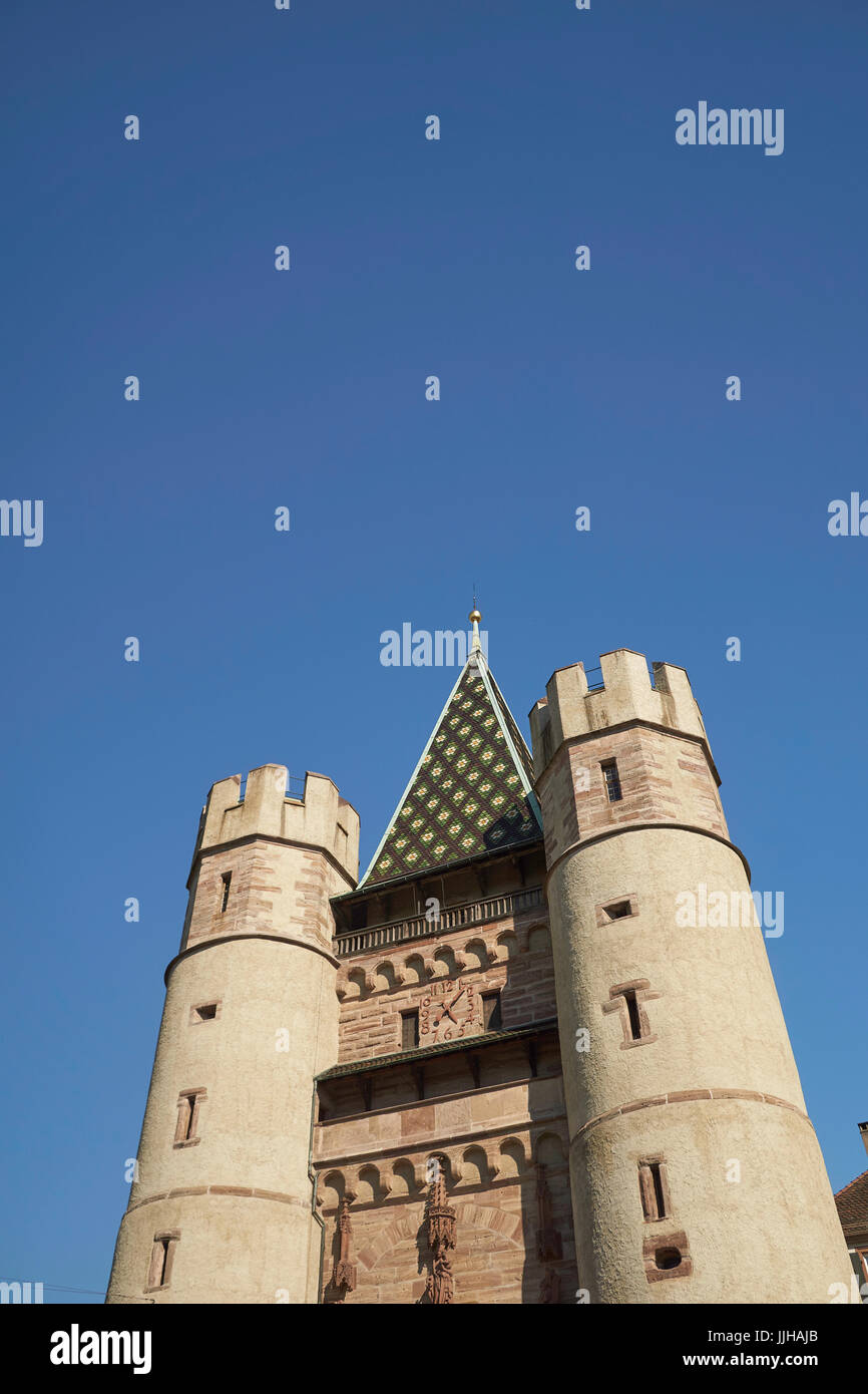 Spalentor ("Porta di Spalen'), un palazzo del XIV secolo la città medievale di gate dalle antiche mura della città di Basilea, Svizzera Foto Stock