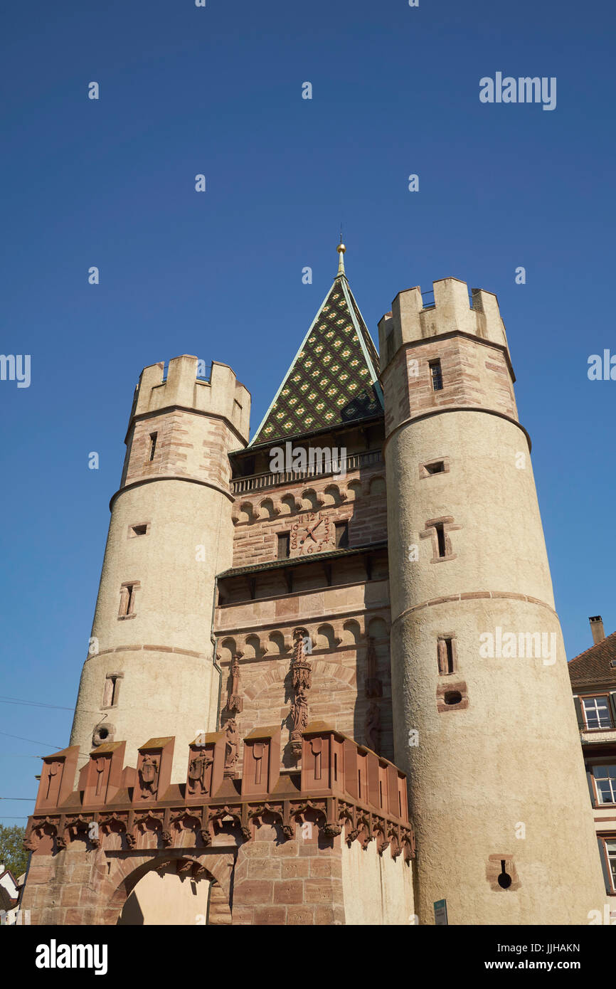Spalentor ("Porta di Spalen'), famoso del XIV secolo la città medievale di gate dalle antiche mura della città di Basilea, Svizzera Foto Stock