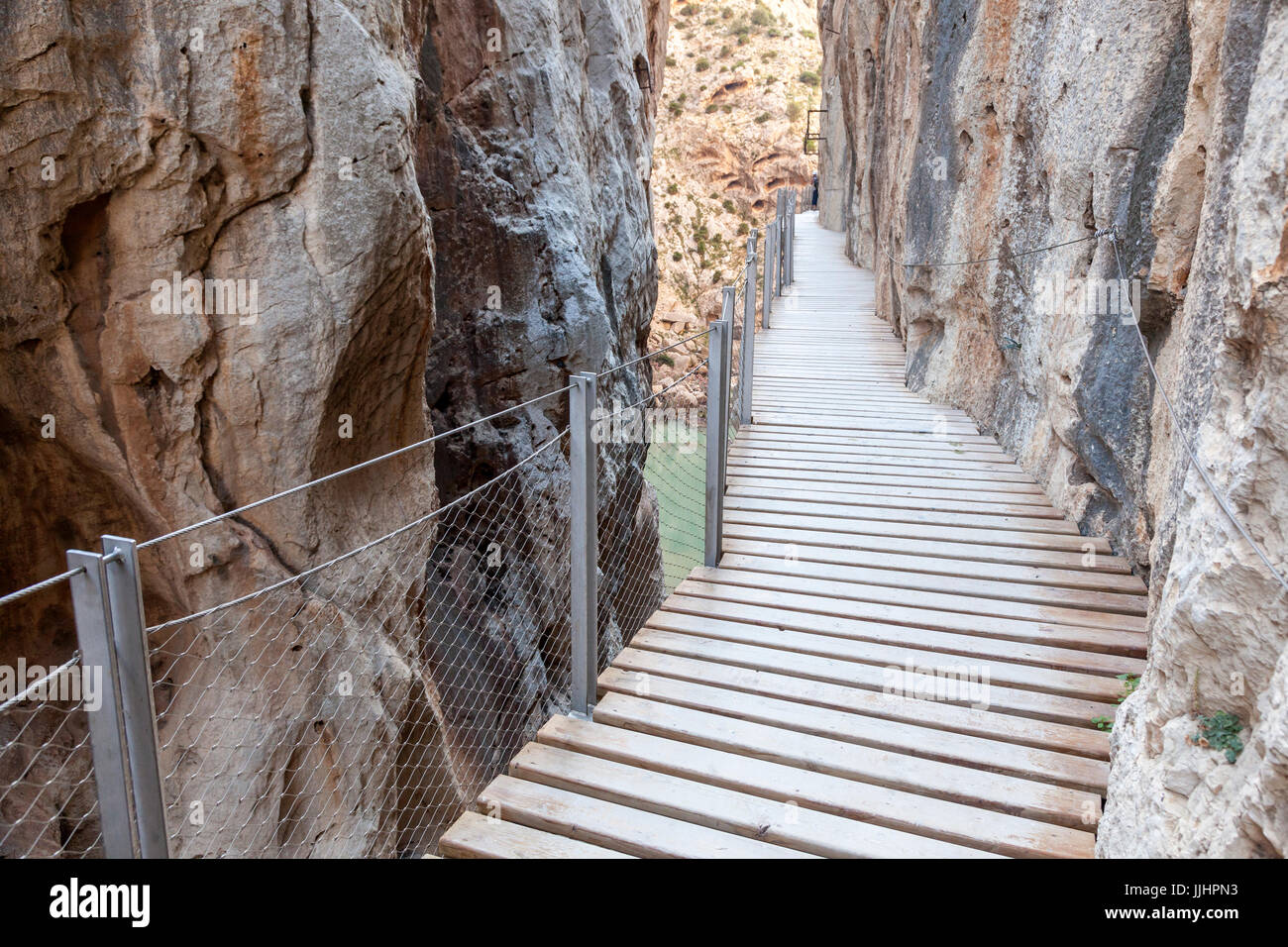 Sentiero escursionistico El Caminito del Rey' (King's Little Path), ex mondo più pericoloso il sentiero pedonale che è stato riaperto nel maggio 2015. Ardales, provincia di Malaga Foto Stock