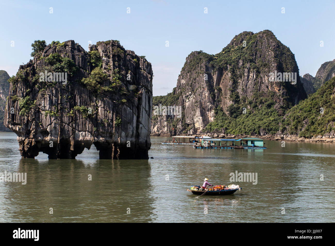 Vista panoramica della baia di Halong Vietnam. Foto Stock