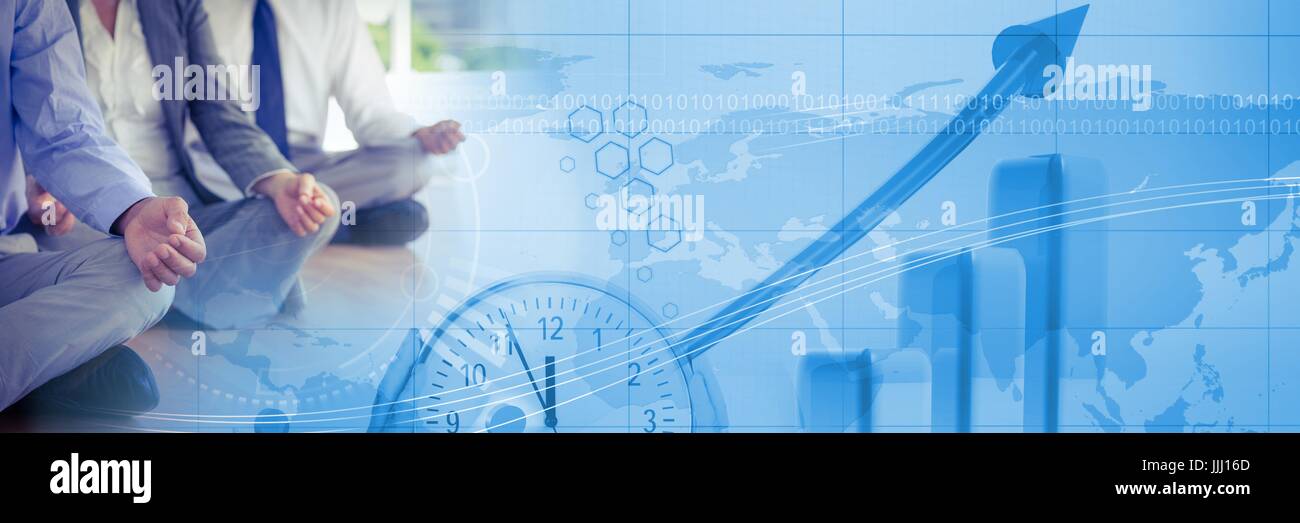 La gente di affari meditando con blue finanziare la transizione del grafico Foto Stock
