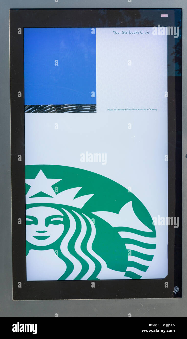Starbucks drive-thru stand di ordinazione Foto Stock