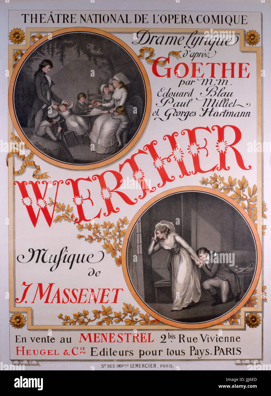 Werther, opera di Jules Massenet (12 maggio 1842 - 13 agosto 1912) basato su Goethe 'i dolori del giovane Werther". Libretto di Blau, miglio e Hartmann. Poster da Eugene Grasset (1841-1917). Foto Stock