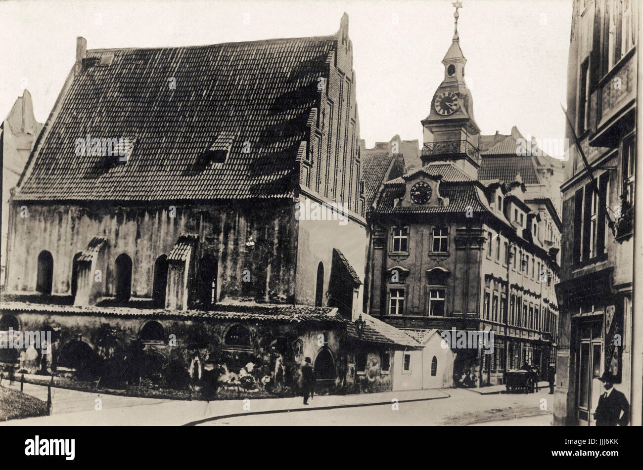 Sinagoga Alt Neu Sinagoga Vecchia Nuova Praga Con La Comunita Ebraica Centro Nel Quartiere Ebraico Di Praga Ex Ghetto Medievale C 1890s Cartolina Pubblicato Da Raggiungere Praga Connessione Di Kafka Foto Stock