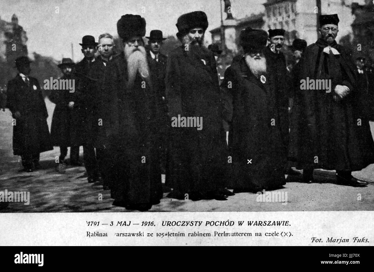 Rabbi Perlmutter ha chi è 105 che portano i rabbini di Varsavia 3 maggio 1916. Foto di Marjan Fuks. La didascalia recita "Uroczysty Pochod w Warszawie'. (Festosa Marzo a Varsavia) Foto Stock