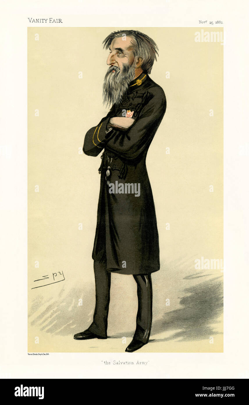 William Booth, primo 'General' dell'Esercito della Salvezza - Ritratto in piedi. Vanity Fair caricatura da Spy (vero nome Sir Leslie Matthew Ward 21 Novembre 1851 - 15 Maggio 1922). La didascalia recita "L'Esercito della Salvezza, datata 25 novembre 1882. (Litografia di Vincent Brooks, giorno & Figlio) WB: British predicatore metodista e fondatore dell'Esercito della salvezza: 10 Aprile 1829 - 20 agosto 1912. Foto Stock