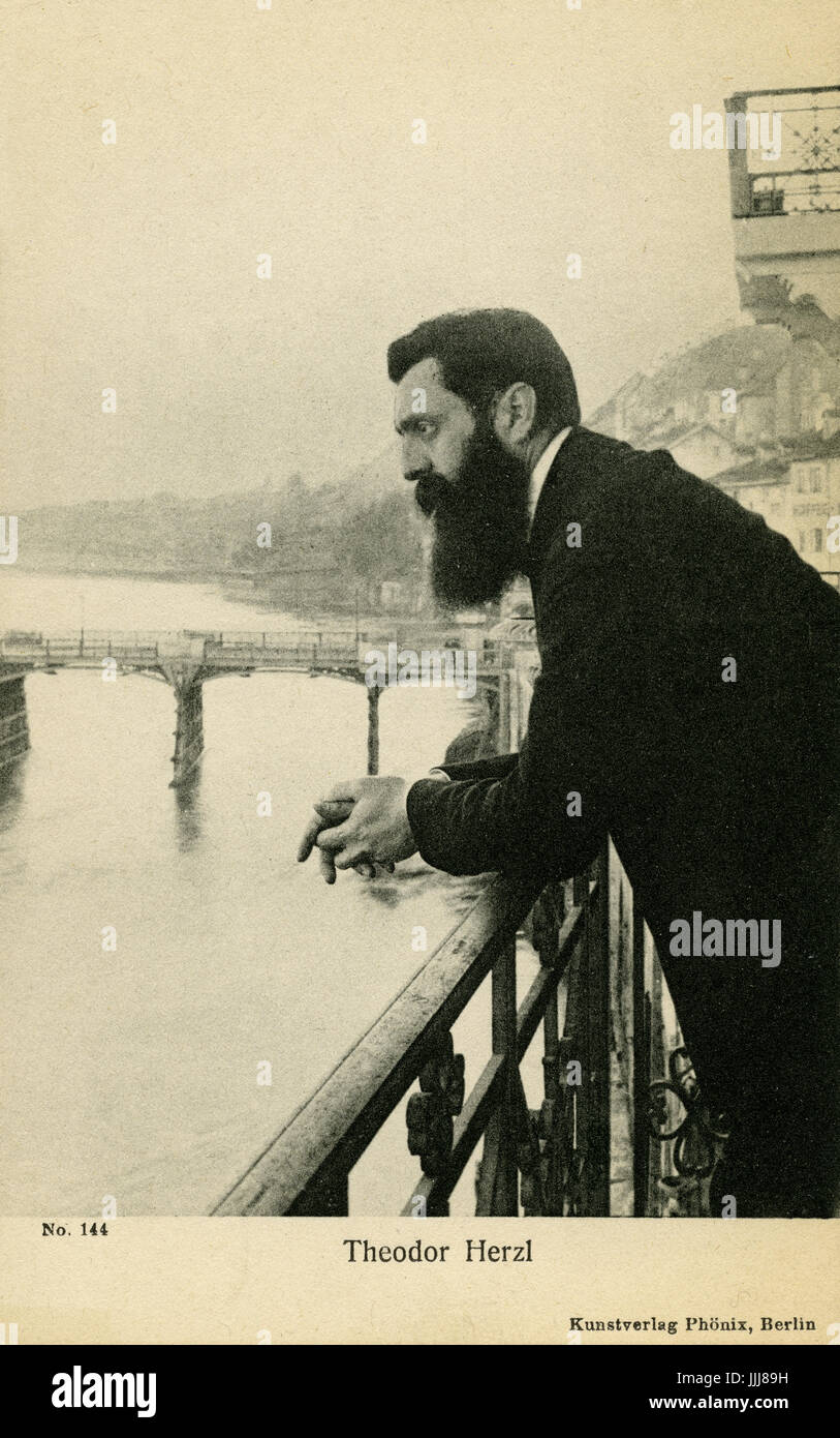 Theodor Herzl (2 maggio 1860 - 3 luglio 1904), nato Benjamin Ze'ev Herzl, fondatore del Mondo Organizzazione sionista, a Basilea, 1897 Foto Stock