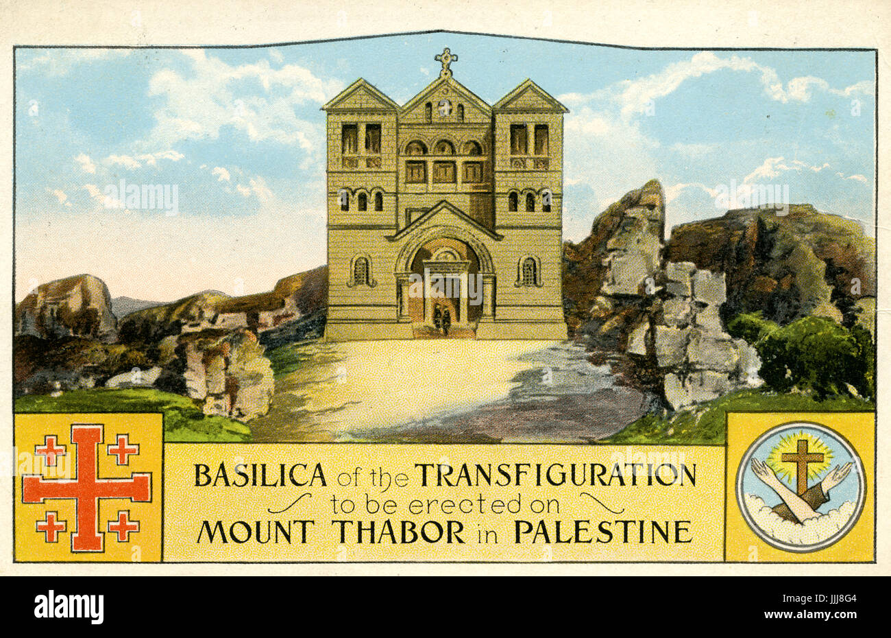 Basilica della Trasfigurazione sul monte Tabor, Israele (quindi la Palestina). Illustrazione raffigurante la progettazione della chiesa, che sarebbe finito nel 1924 Foto Stock
