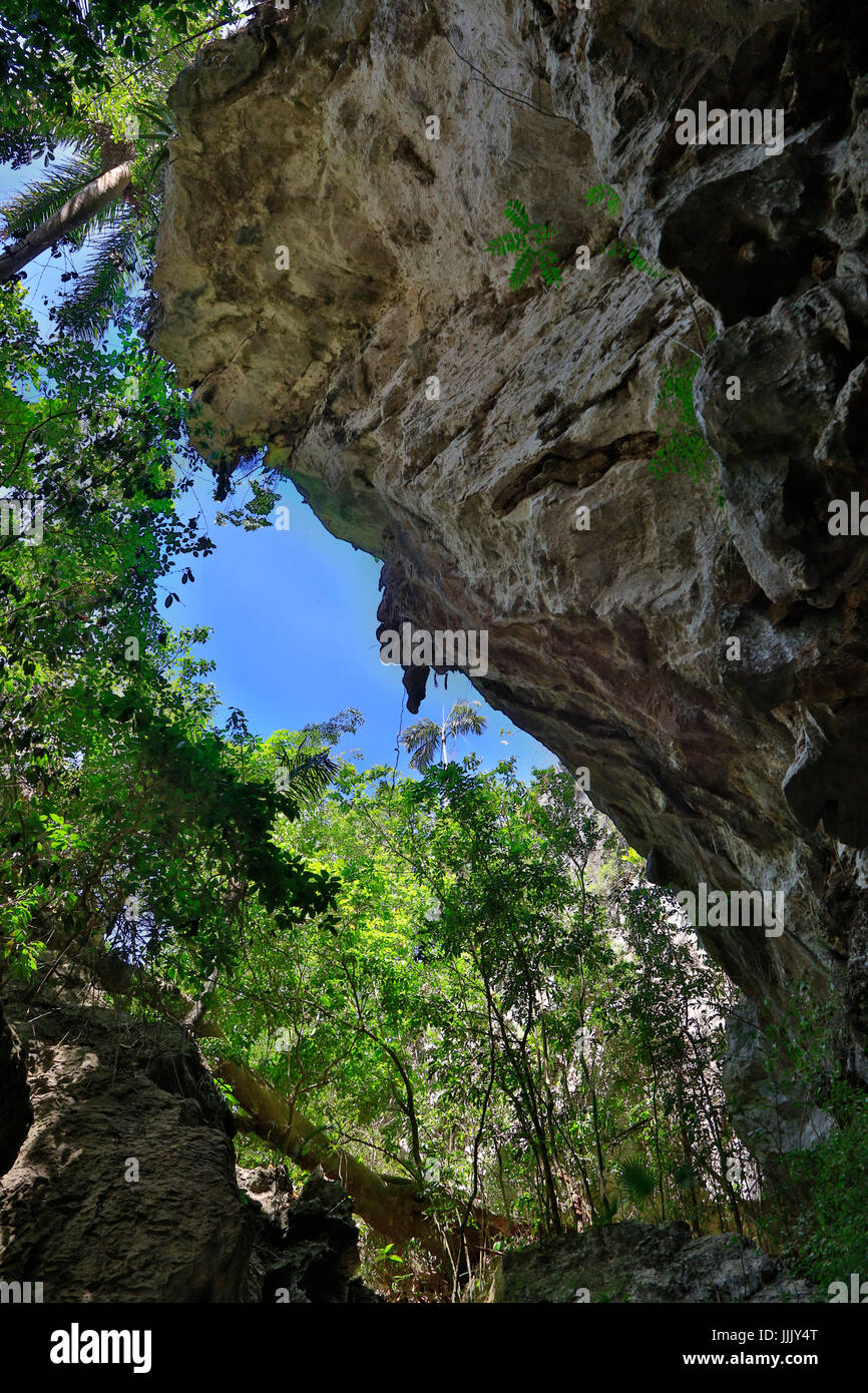 Grotte di pietra calcarea sono una delle attrazioni turistiche di Vale de Selencio - VINALES, CUBA Foto Stock