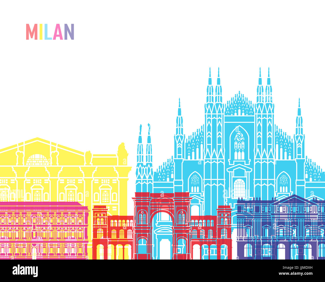 Milan v2 skyline pop in modificabile file vettoriali Foto Stock
