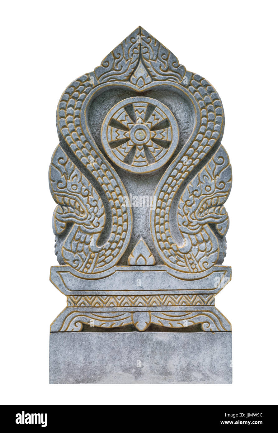 Doppio solaio marcatore di confine di pietra del tempio thailandese, isolato Foto Stock