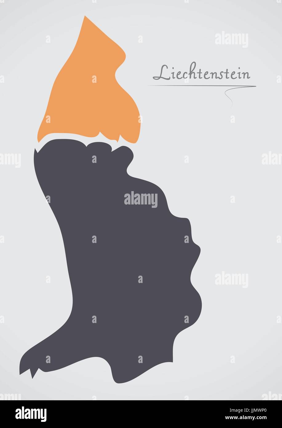 Il Liechtenstein mappa con gli stati e le moderne forme rotonde Illustrazione Vettoriale