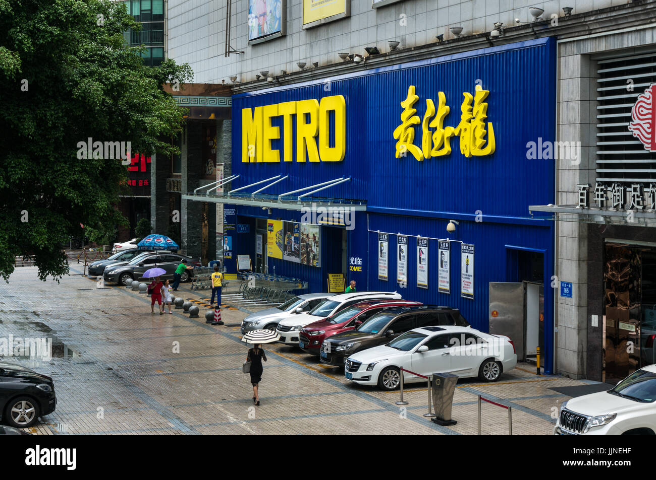 Metro Cash and Carry storefront supermercato a Shenzhen, Cina Foto Stock