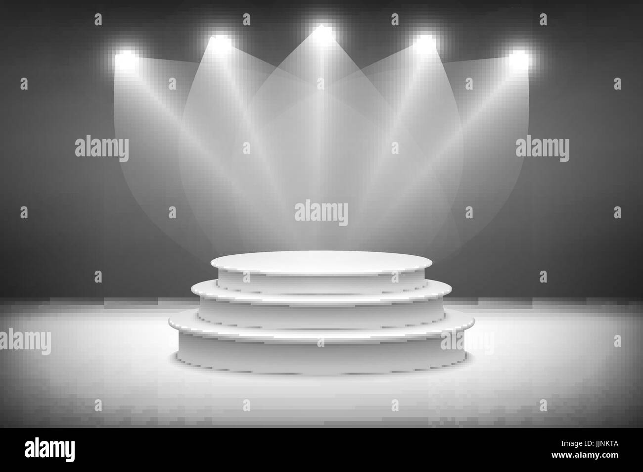 3d vuota isolata podio bianco su sfondo grigio. Illustrazione Vettoriale. arte Illustrazione Vettoriale