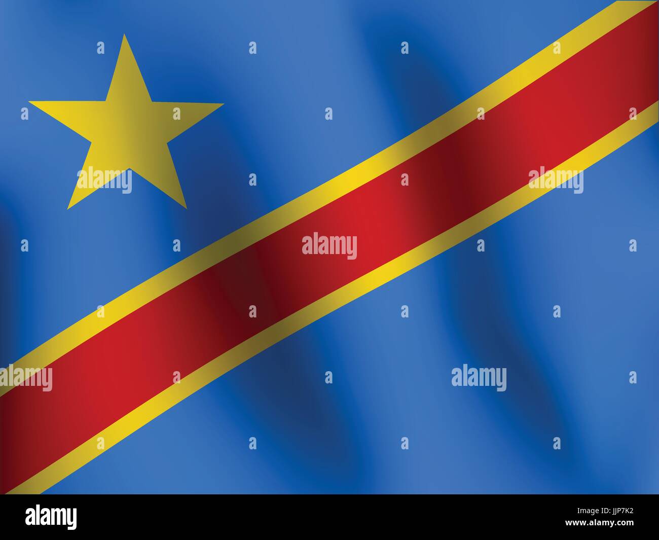 Bandiera della Repubblica Democratica del Congo con un po' di sbandieratori, ombreggiatura & Bandiera colori strati separati - Illustrazione Vettoriale Illustrazione Vettoriale