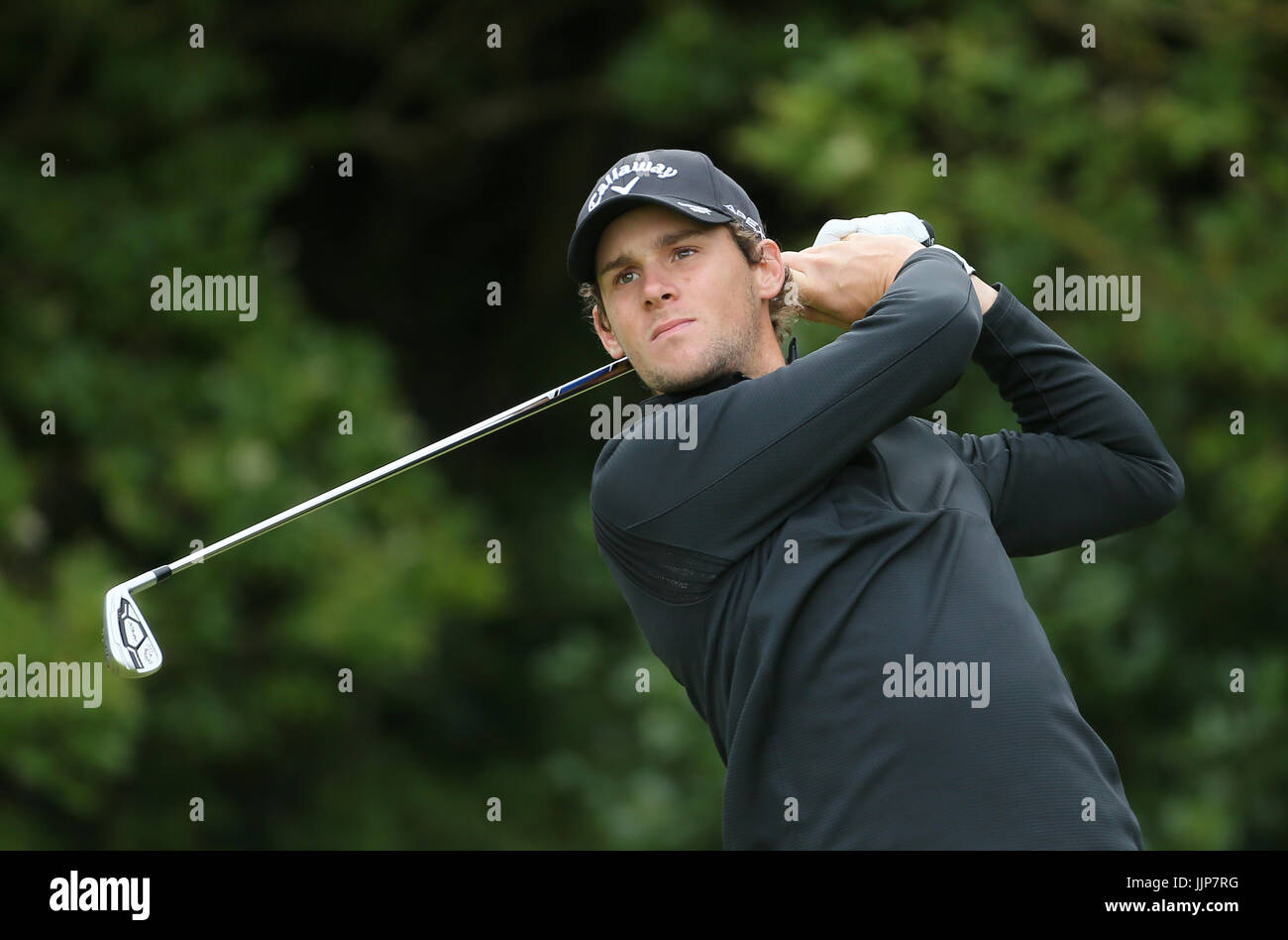 Il belga Thomas Pieters si tee il 5° giorno dell'Open Championship 2017 al Royal Birkdale Golf Club, Southport. PREMERE ASSOCIAZIONE foto. Data immagine: Giovedì 20 luglio 2017. Vedi PA storia GOLF Open. Il credito fotografico dovrebbe essere: Richard Sellers/PA Wire. Foto Stock