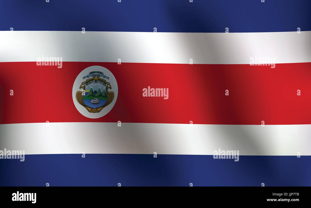 Bandiera della Costa Rica con un po' di sbandieratori, ombreggiatura & Bandiera colori strati separati - Illustrazione Vettoriale Illustrazione Vettoriale