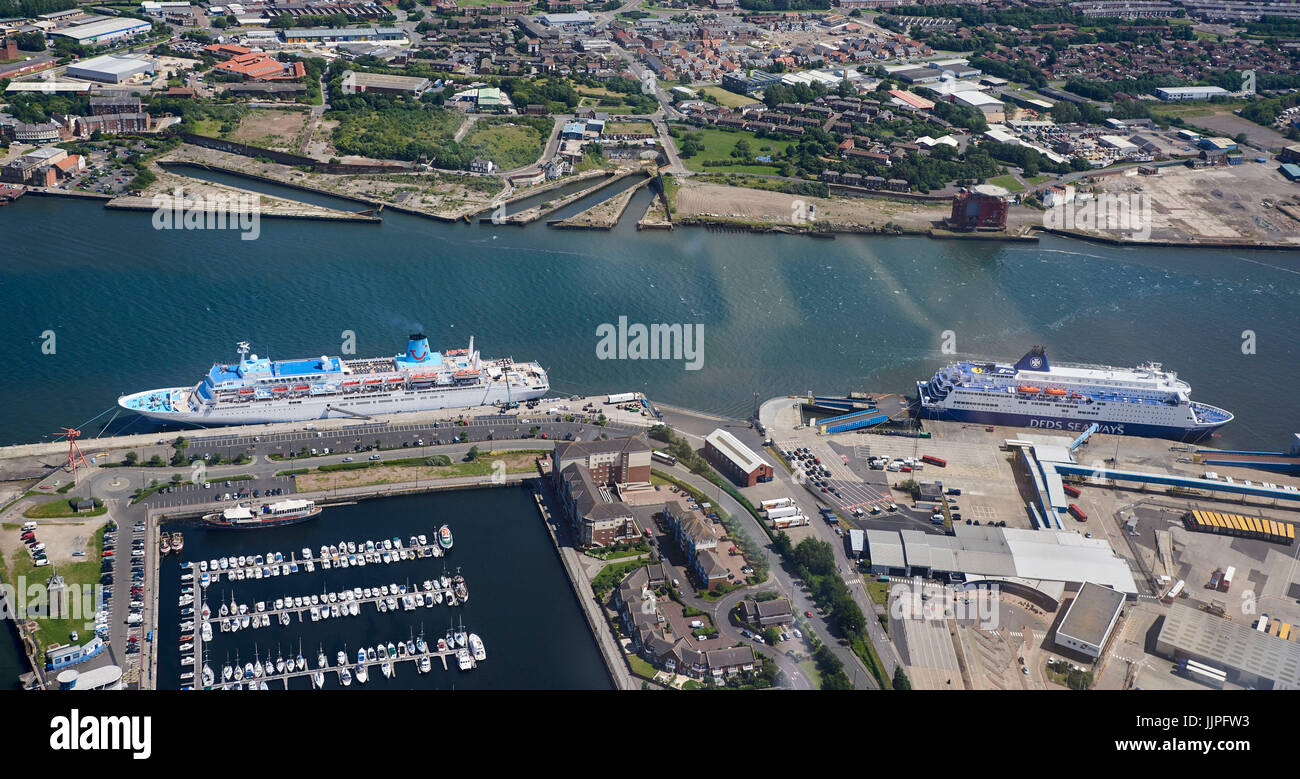 Royal Quays Ferry Terminal, North Shields, Newcastle Upon Tyne, nel nord est dell'Inghilterra, Regno Unito Foto Stock