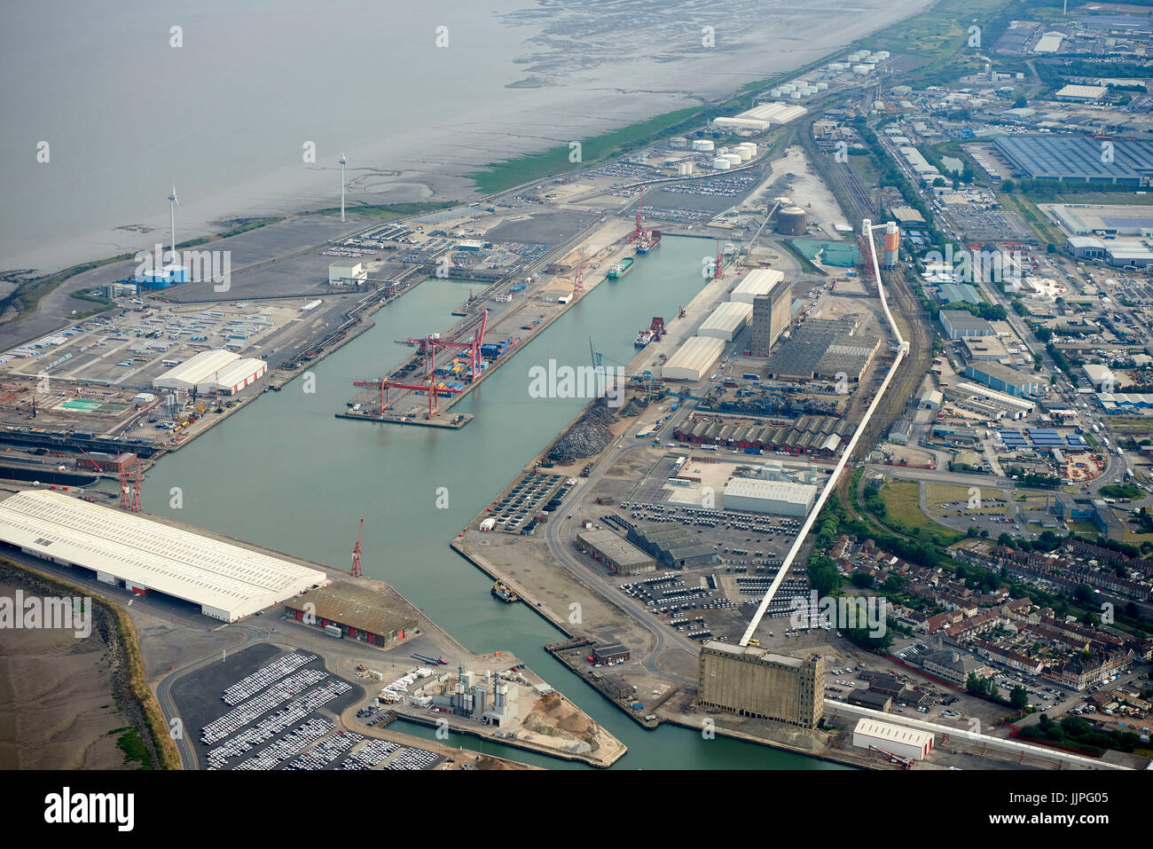 Una veduta aerea di Avonmouth Docks, Bristol, Inghilterra sudoccidentale, REGNO UNITO Foto Stock