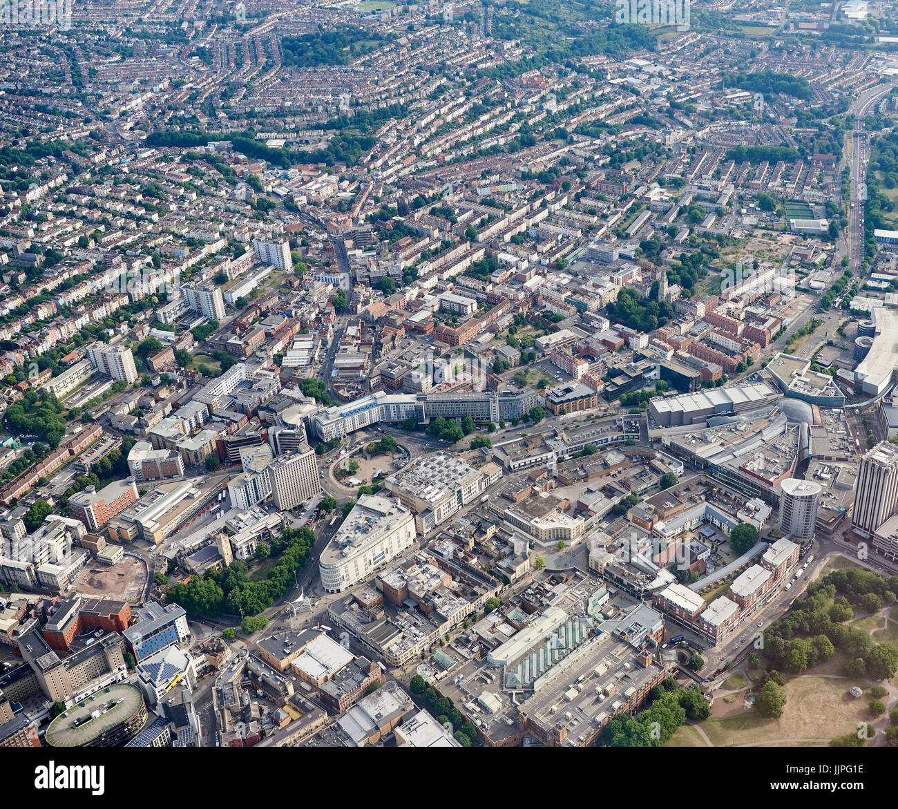 Un arial vista del centro città di Bristol, nel sud-ovest dell'Inghilterra, Regno Unito Foto Stock