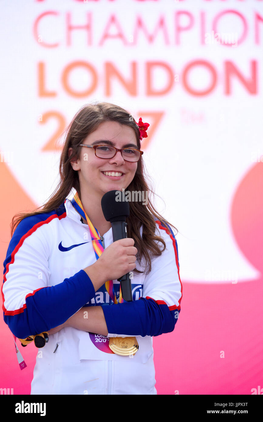 Sophie Kamlish al World Para Athletics Championships al London Olympic Stadium, Londra, 2017 Foto Stock