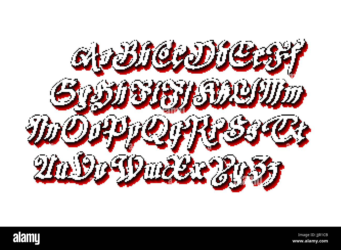 Blackletter script gotico disegnati a mano font vettore d'arte Illustrazione Vettoriale