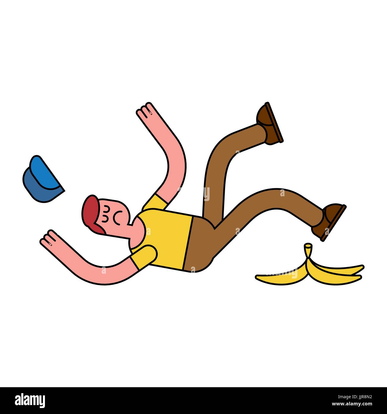 Caduta sulla banana. Scivolare sulla buccia di banana. guy flopped. L uomo  è caduto Immagine e Vettoriale - Alamy