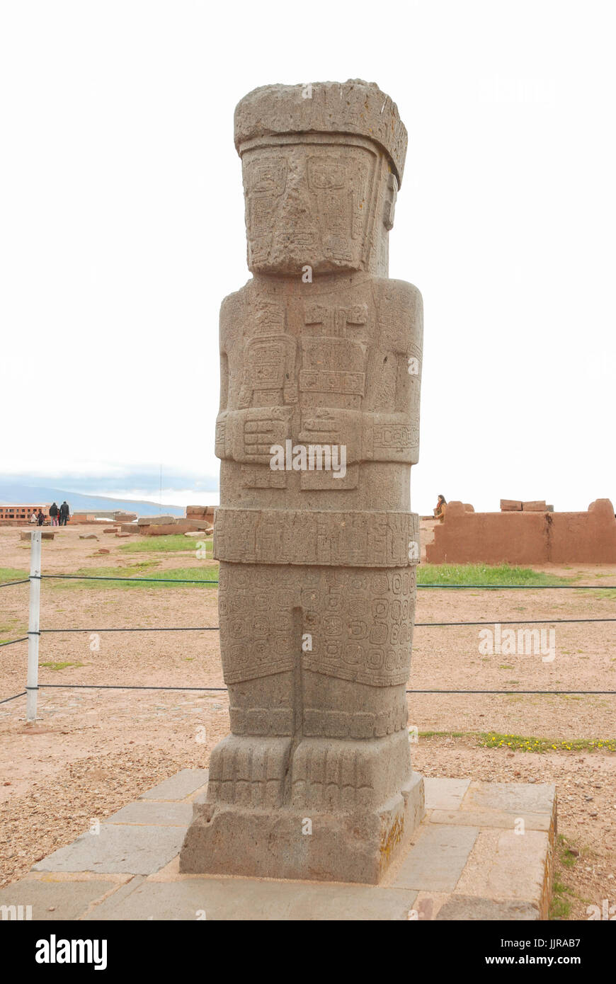 Il Ponce monolito di Tiwanaku, precolombiana sito archeologico, Bolivia, Sud America Foto Stock